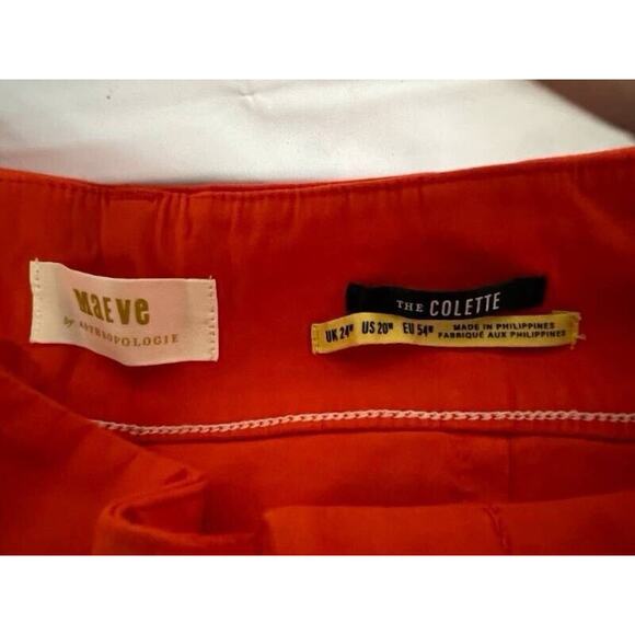 Maeve Anthropologie The Colette Red Pants Plus Size 20 W Cropped - Picture 6 of 12